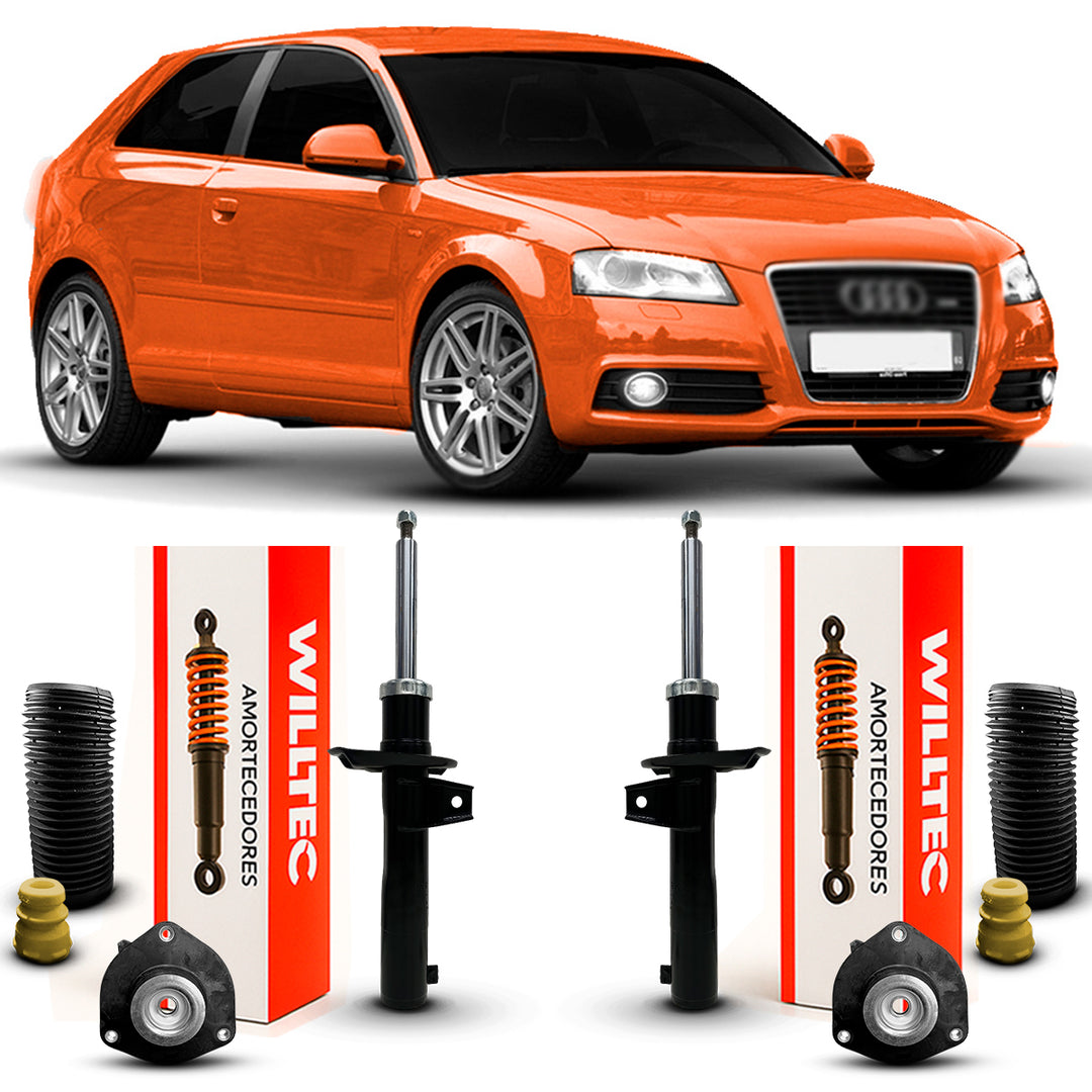 Par Amortecedor  + Kit Coxim Dianteiro Audi A3 2007 A 2012