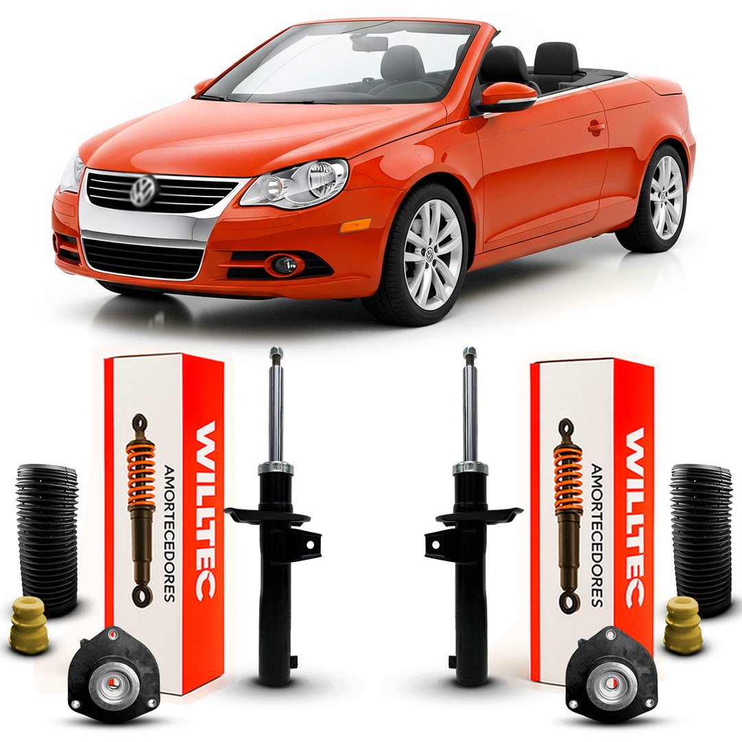Par Amortecedor  + Kit Coxim Dianteiro Volkswagem Eos 2008 A 2012