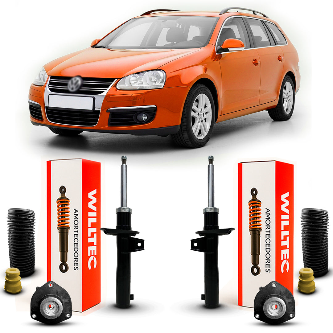 Par Amortecedor + Kit Coxim Dianteiro Volkswagem Jetta Variant 2008 a 2014