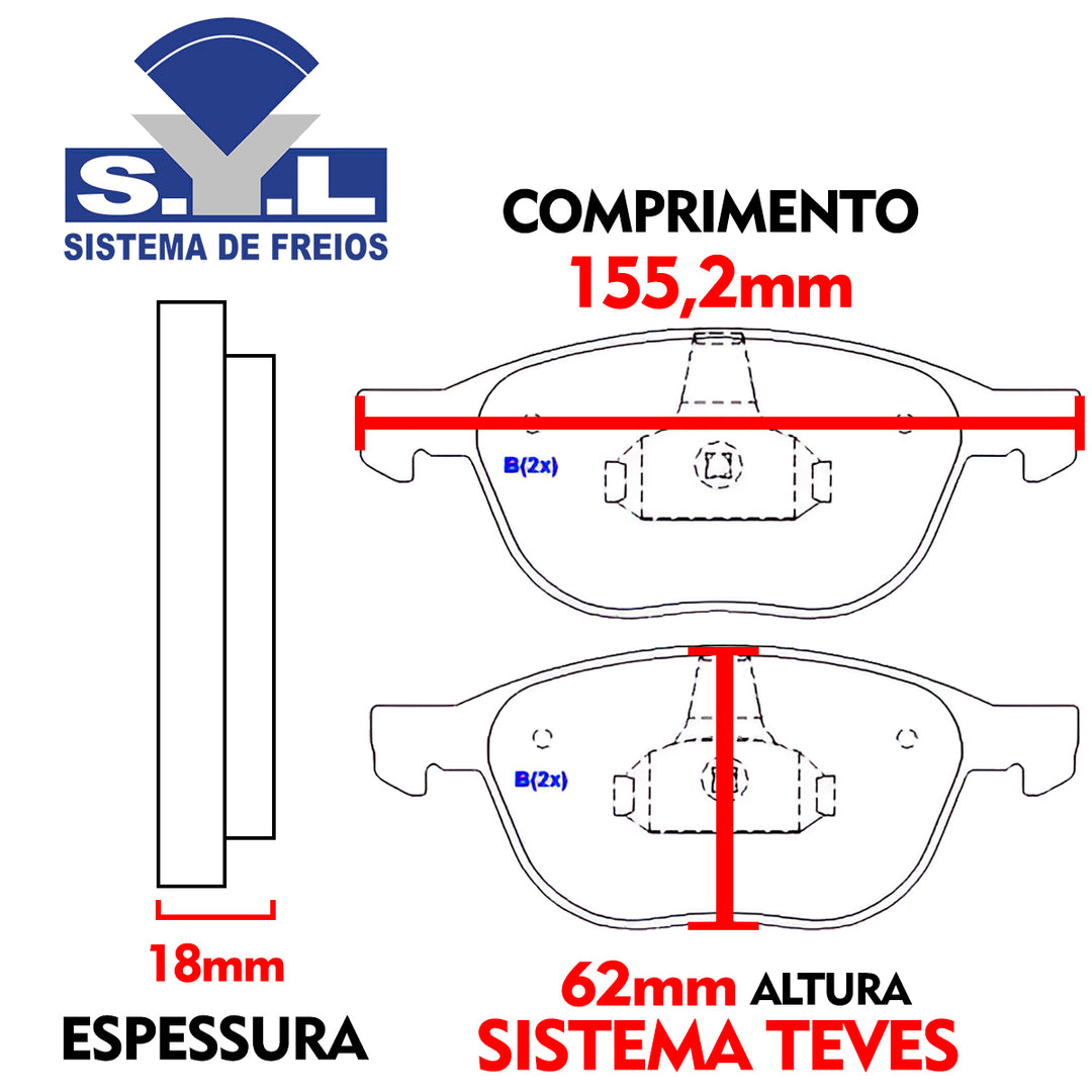 Jogo Pastilha Disco de Freio Dianteiro Volvo V70 2007 A 2012 SYL